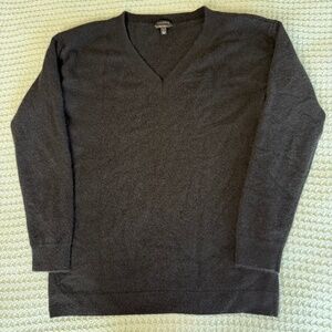 Talbots 100% Pure Cashmere Sweater Womens Small Black V-Neck Long Sleeve Top